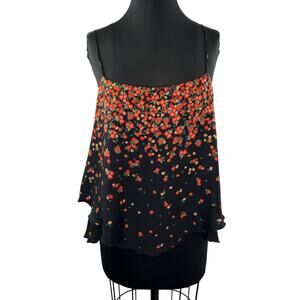 Intimately Free People Black Orange Satin Let Me Love Floral Print Cami Size L